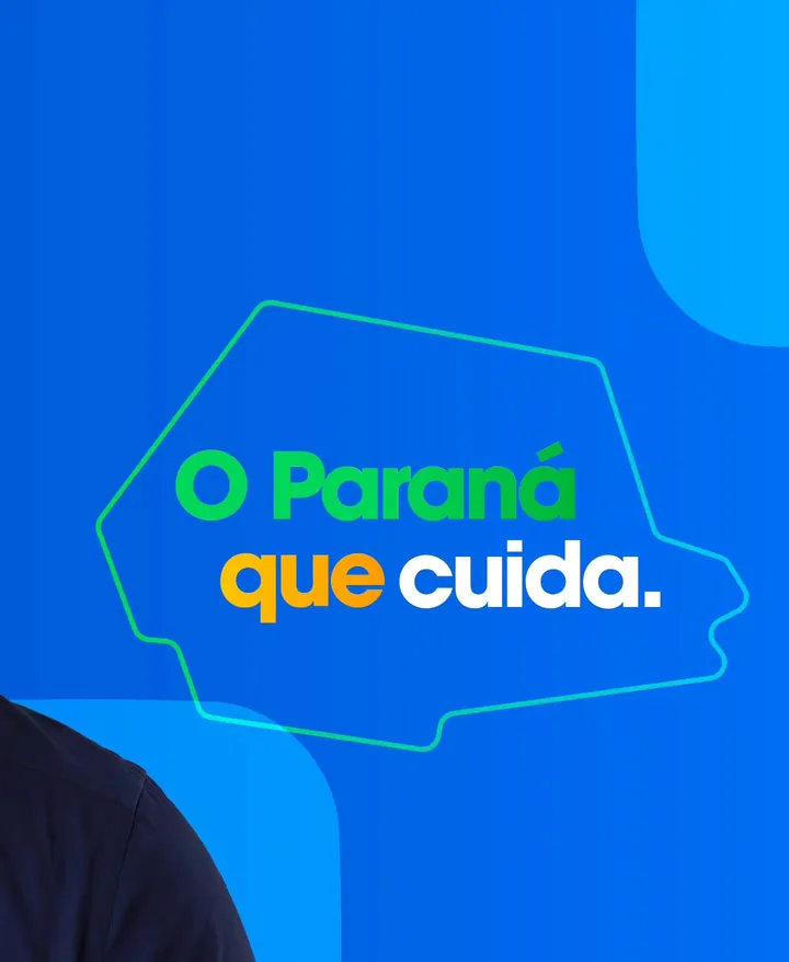 Arte de campanha com o slogan O Paraná que cuida